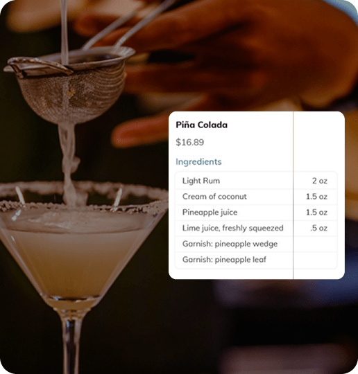 Zoom in for drink recipes