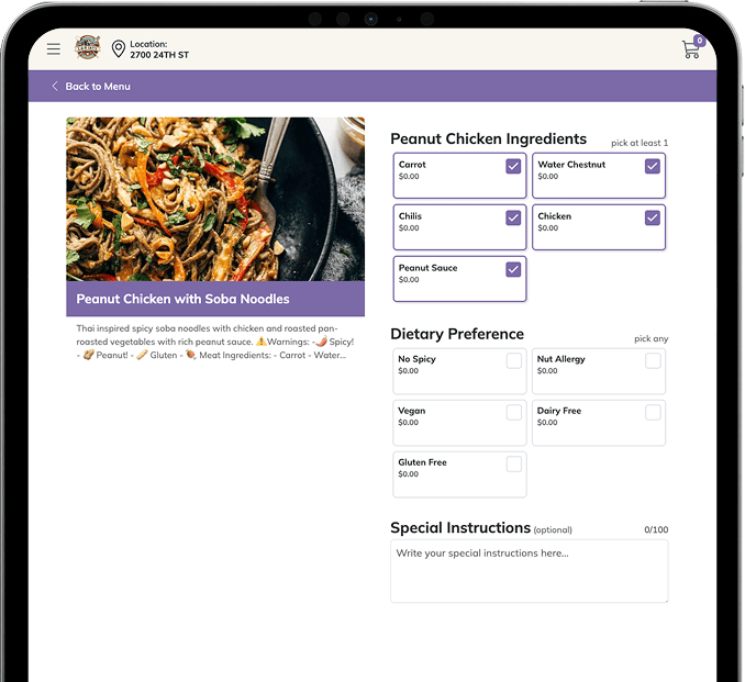 Self ordering kiosk